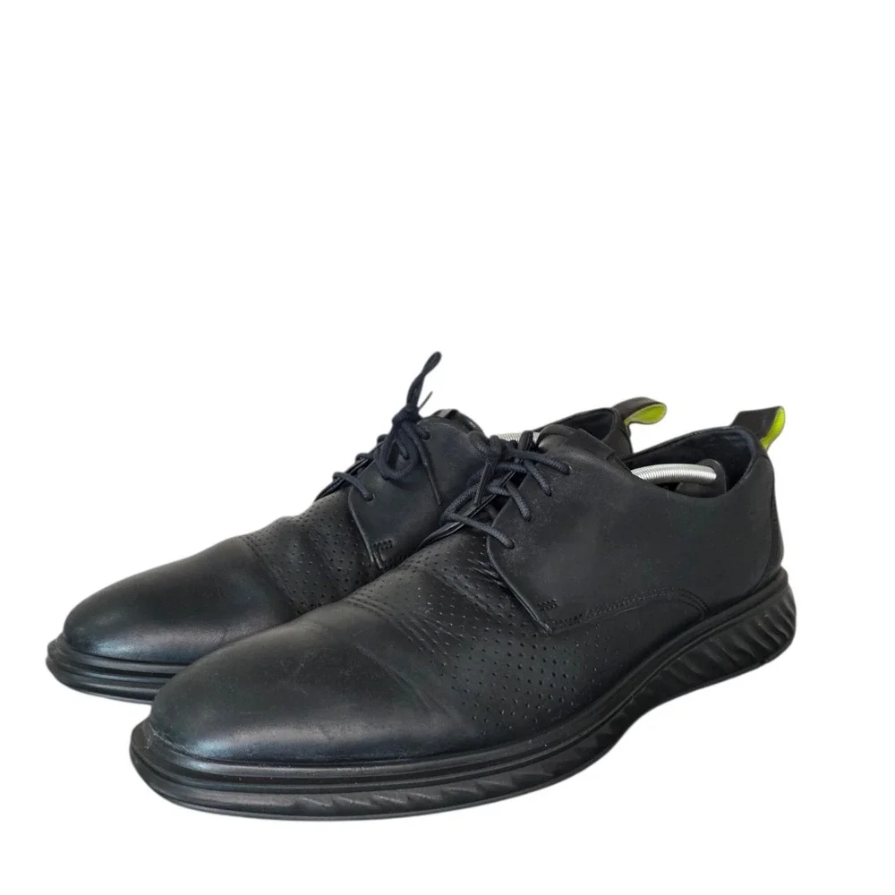 ECCO ST.1 Hybrid Lite Mens 45 Black Leather Dress Shoes Comfort